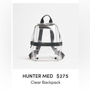 Hammitt clear backpack with black leather accents NWT